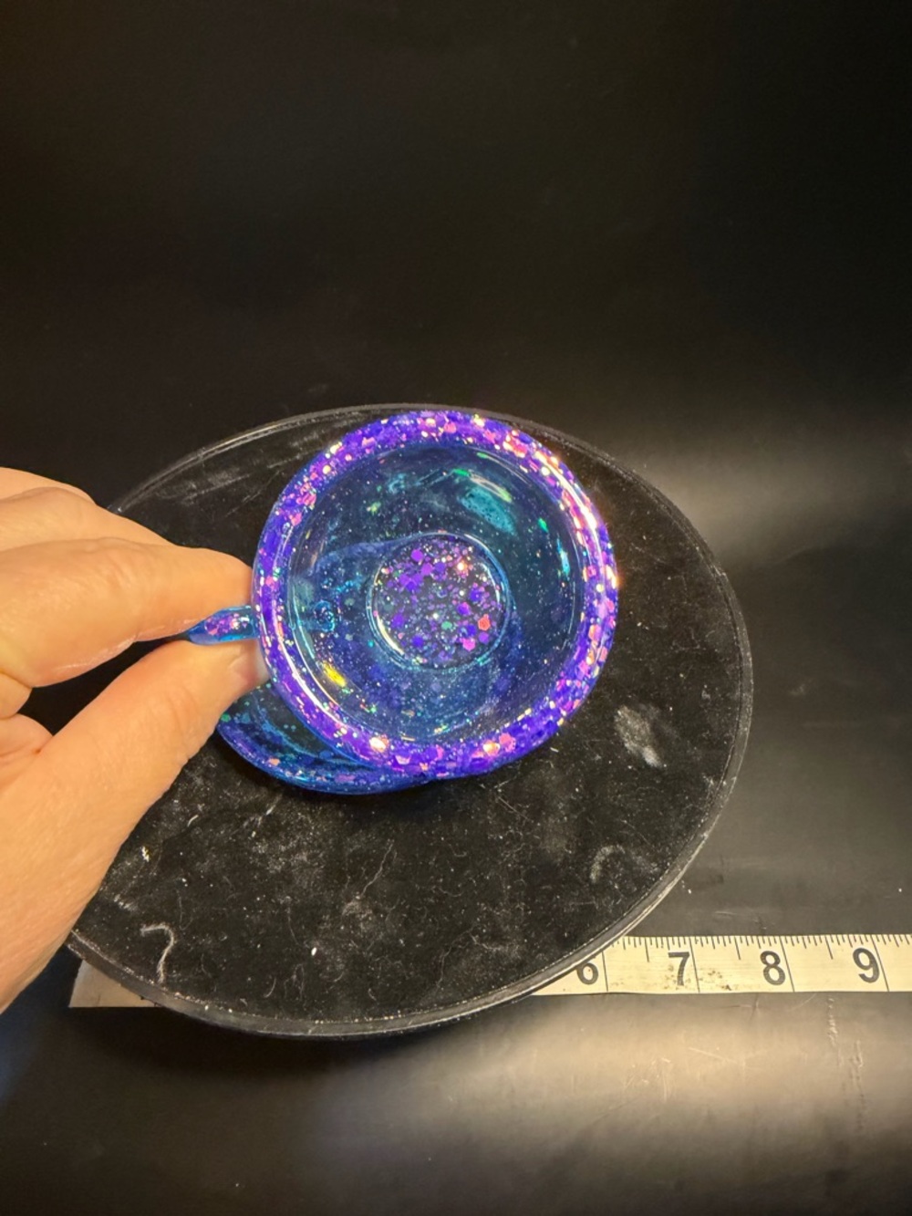 Handmade Glitter Resin Teacup - Iridescent Blue & Purple